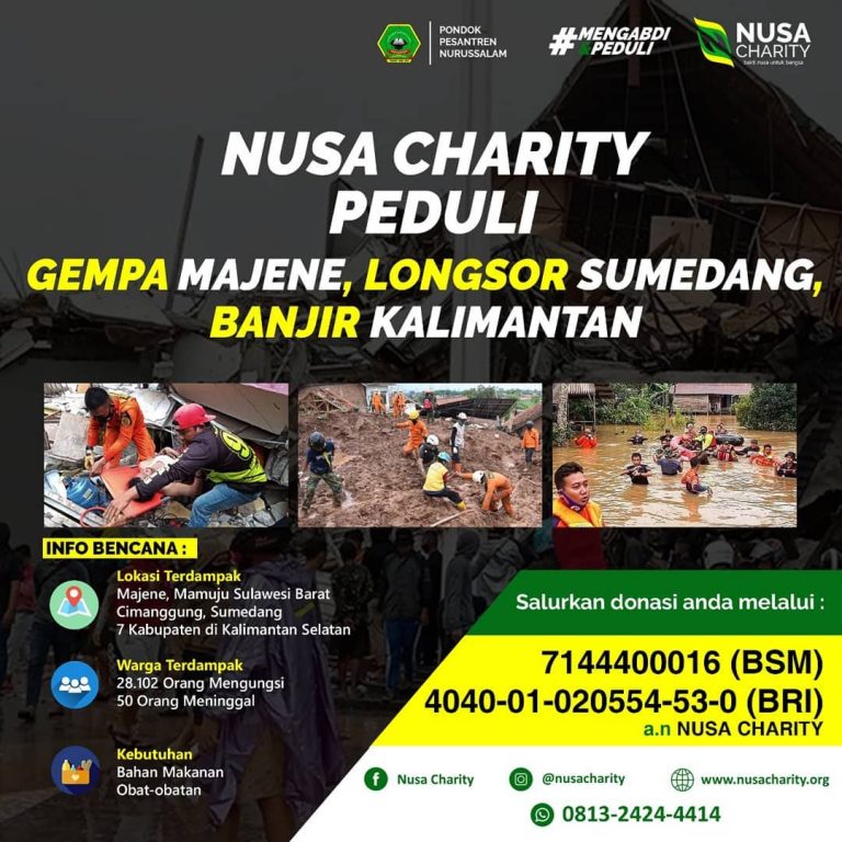 Donasi Gempa Majene, Longsor Sumedang, dan Banjir Kalimantan